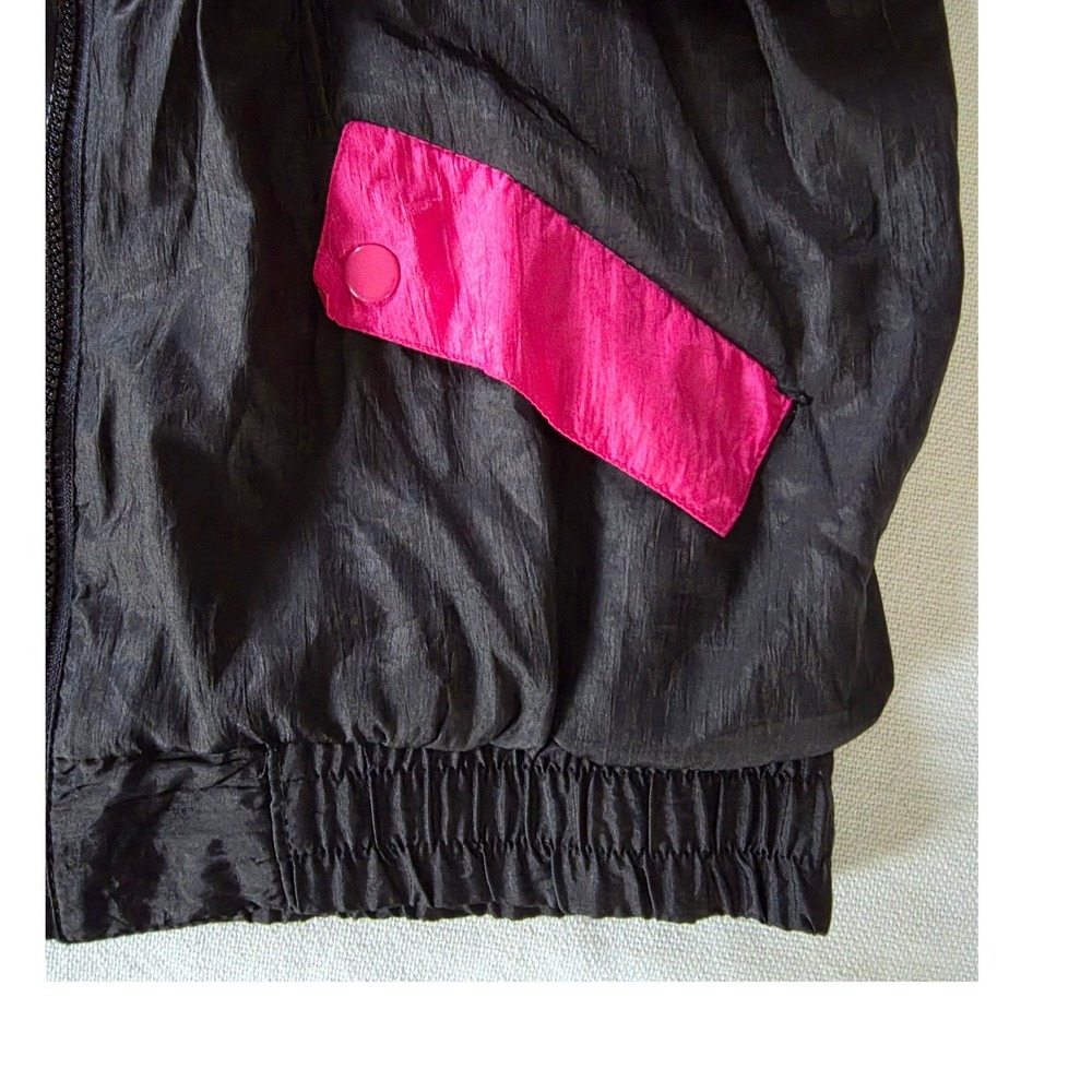 Vintage 90s Colorblock Nylon Windbreaker Milano Petite Med Neon Pink Track - Picture 5 of 8
